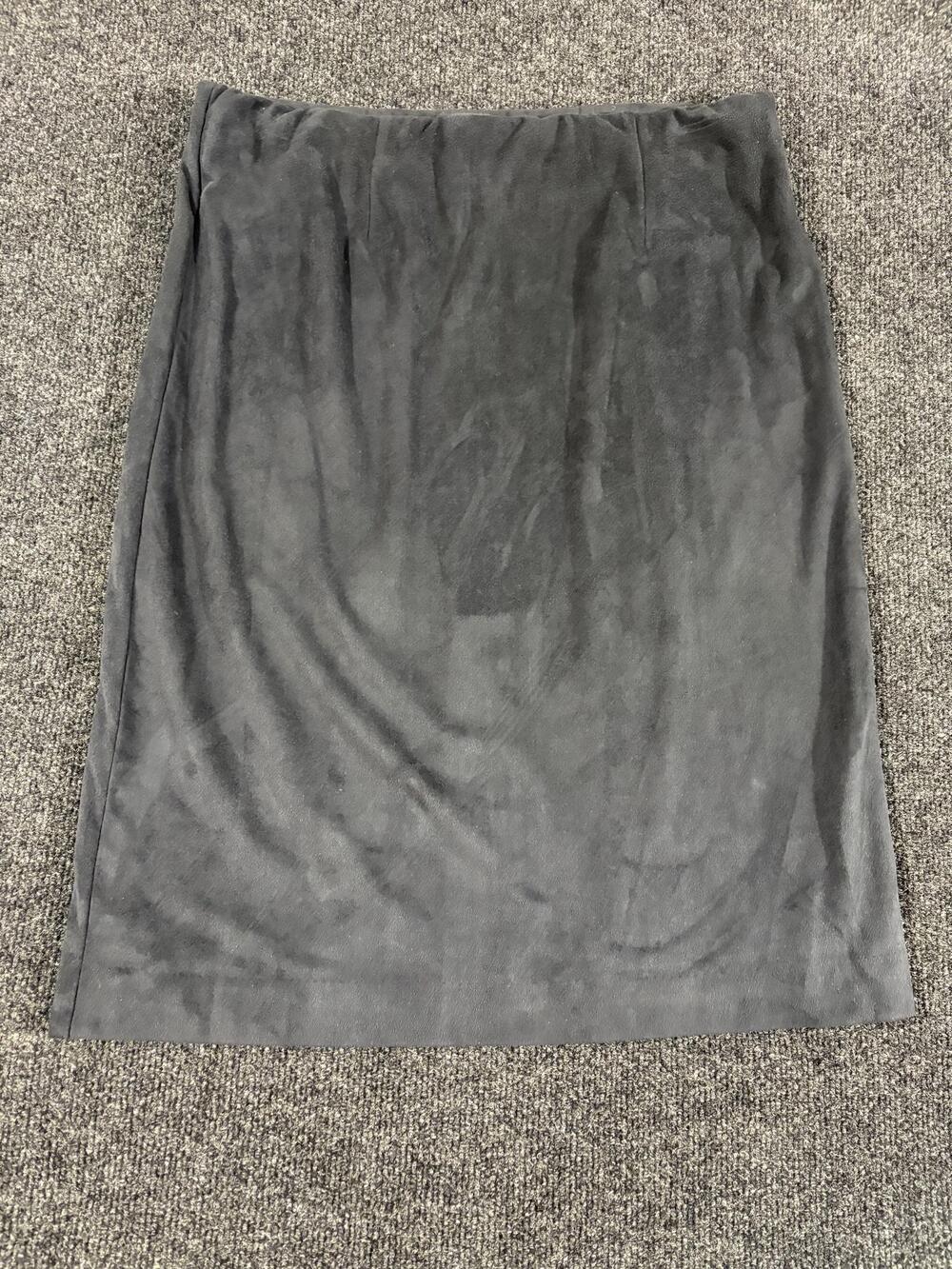 Susan Graver Skirt Womens 10 Gray Faux Suede Straight Knee Length Lined Stretch